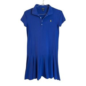 Polo Ralph Lauren Stretch Mesh Polo Dress Girls Size 16 XL Blue Short Sleeve